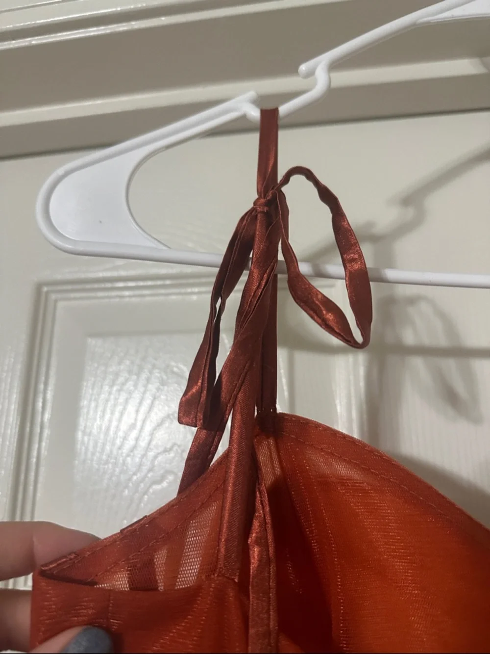 Rust Red Ruffled Tulle Gown - Picture 6 of 8